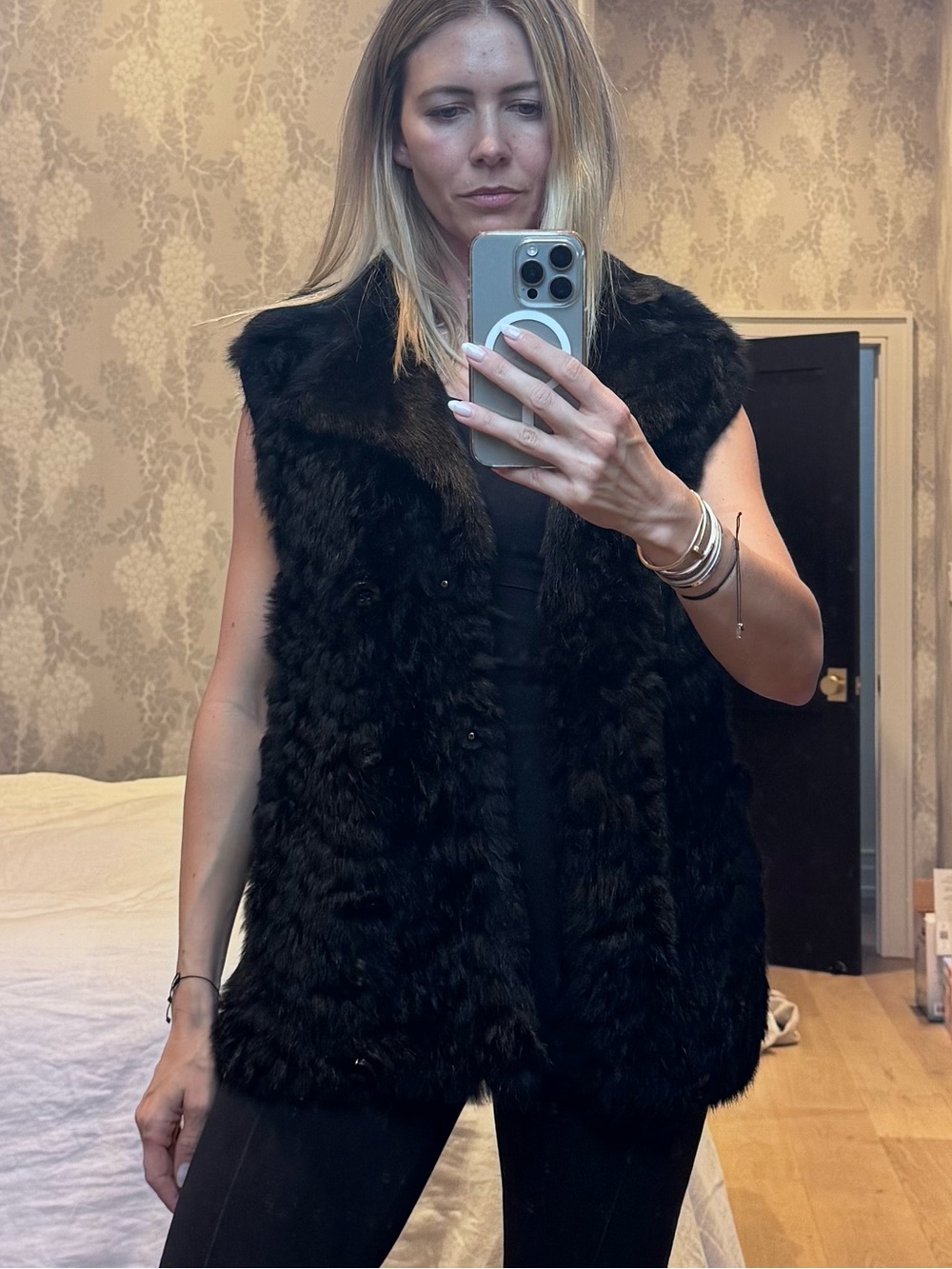 Marc by Marc Jacobs Black Rabbit Fur Vest - XS